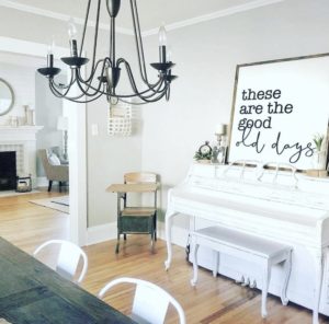 Bright Dining Room with Piano